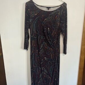 Talbots Multicolor Paisley Long Sleeve Dress